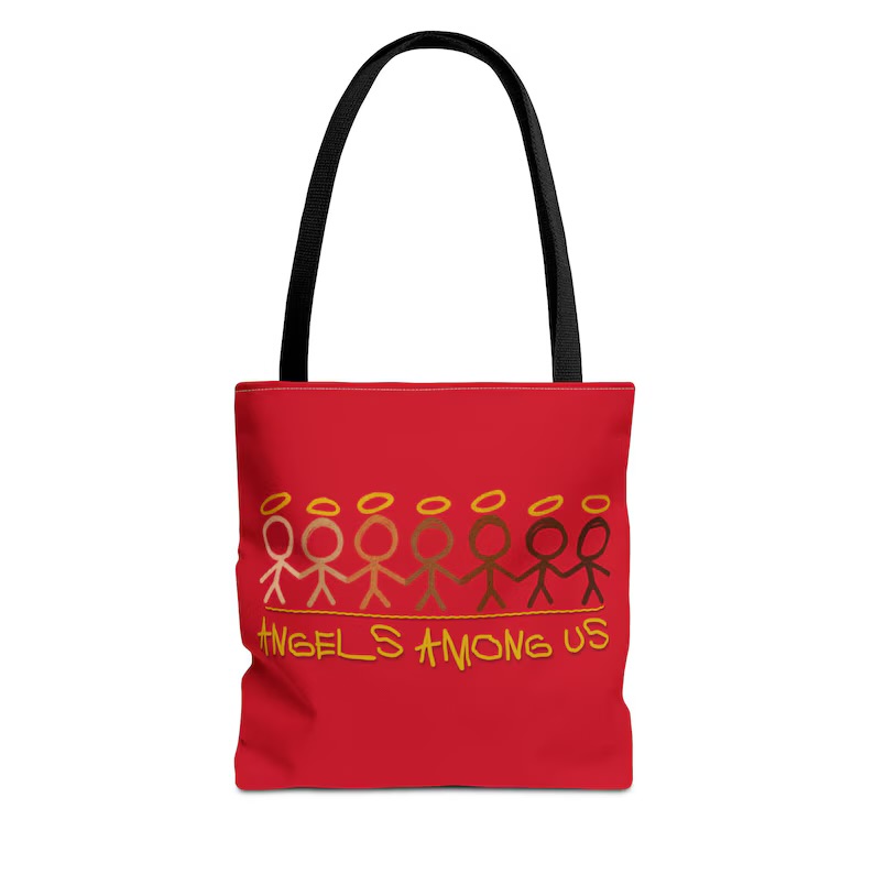 Angels Among Us Tote Bag Red